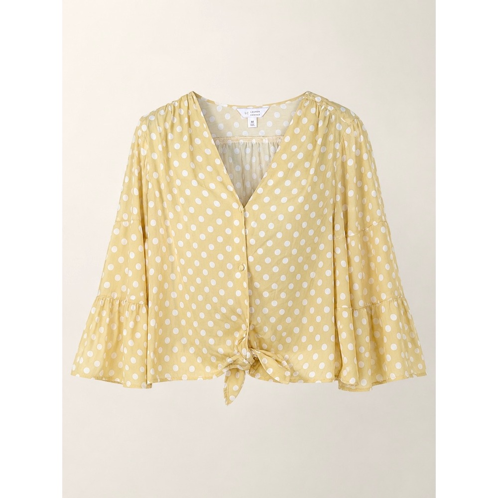 LC Lauren Conrad Yellow Polka Dot Tie Grace Kelly | Soft Girl | Emily in Paris M - Picture 2 of 6